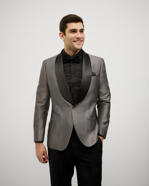 Black Tie Wool-Silk Tuxedo, Charcoal, hi-res